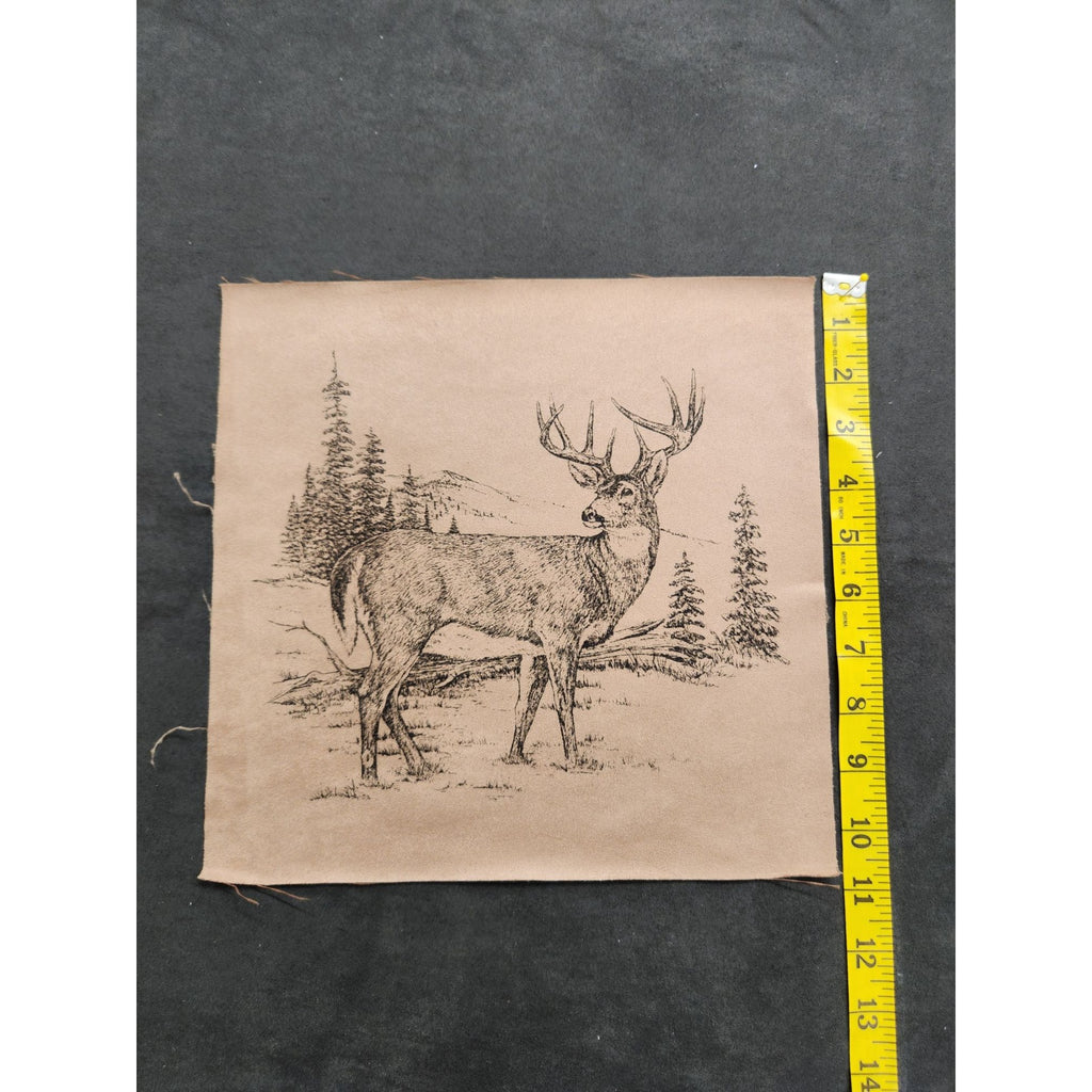 The Northwoods Deer Faux Suede Fabric Squares, Set of 2, 11 x 11 Inches
