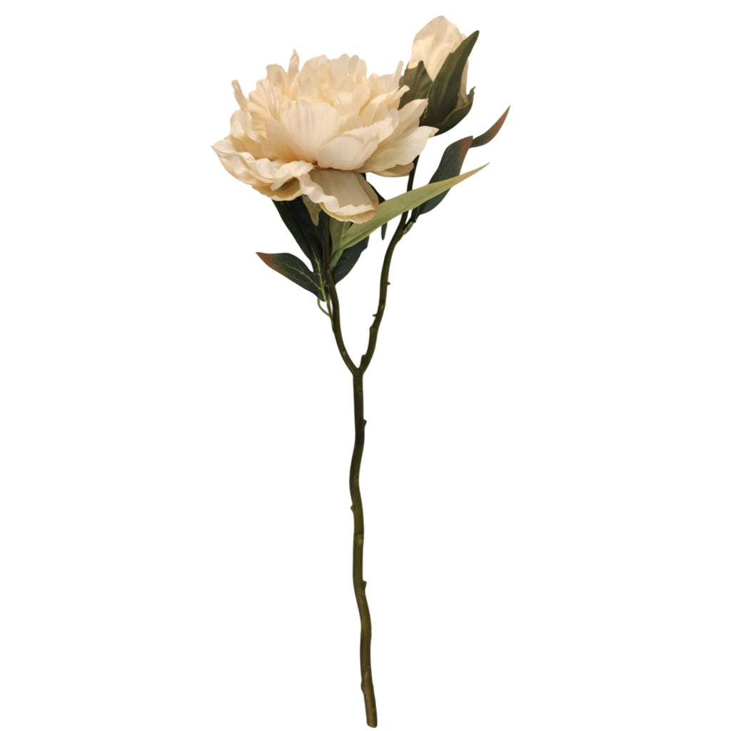 Cream Ivory Faux Peony Stem 18 Inch Wedding Artificial Silk Flower Neutral Decor