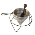 Vintage Kitchen Craft Cone Strainer with Stand and Wooden Pestle, Made in USA, 3 Piece Set