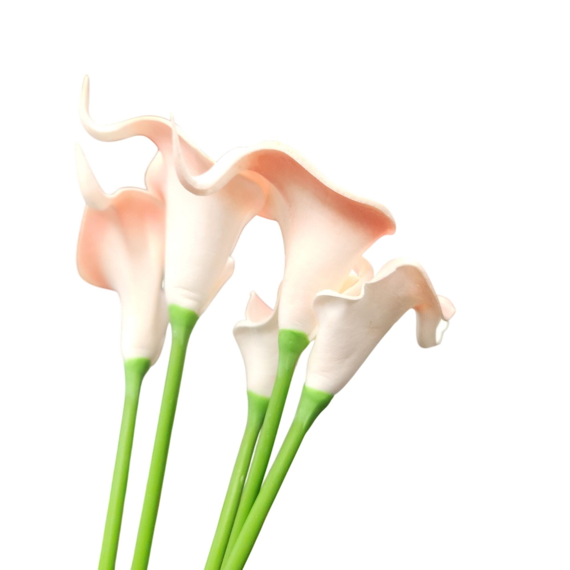 Blush Coral Artificial Calla Lily Stems, Set of 5, 15 Inch, Wired