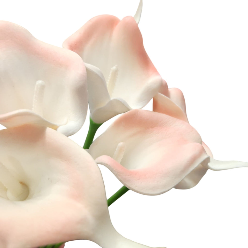 Blush Coral Artificial Calla Lily Stems, Set of 5, 15 Inch, Wired
