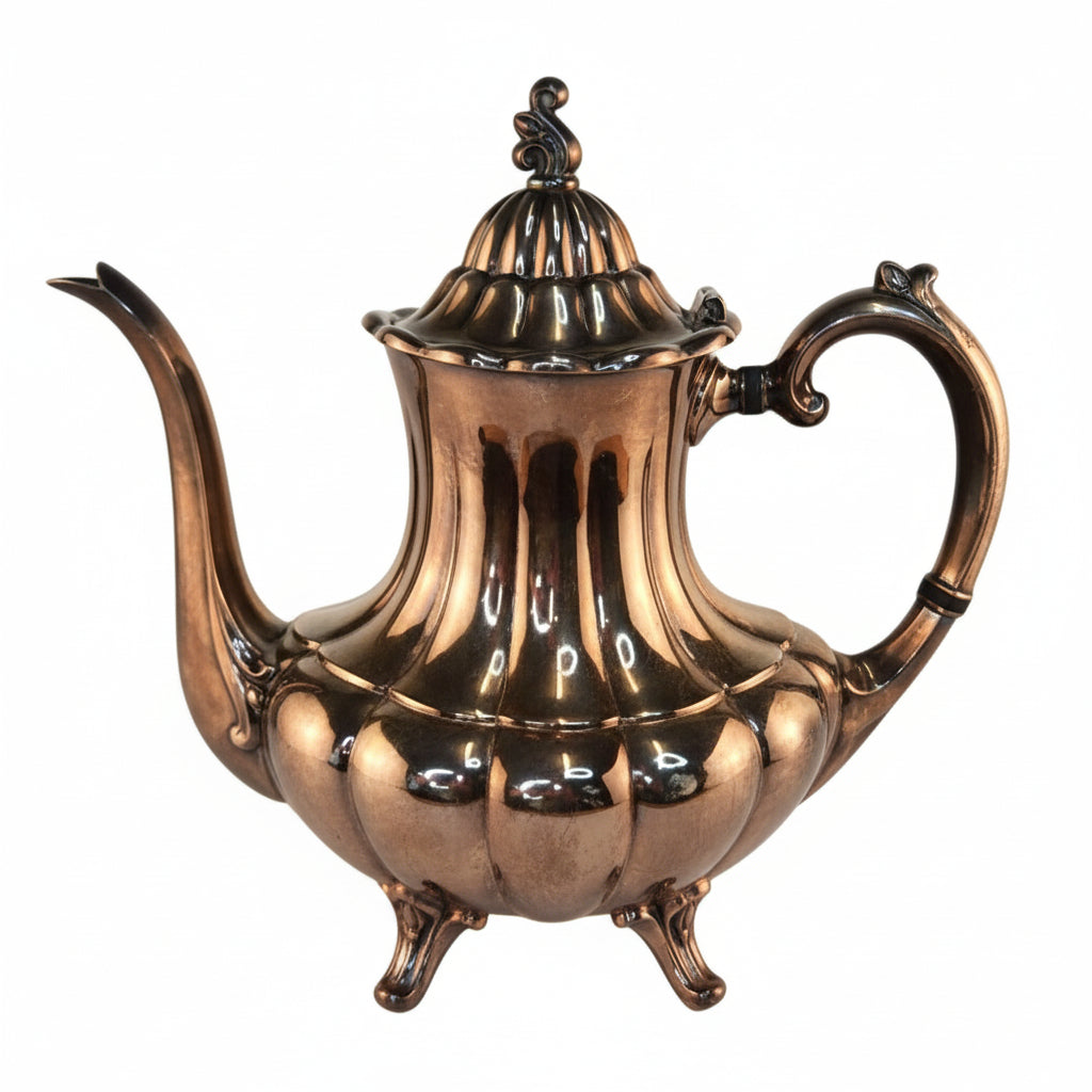 Vintage Reed & Barton 7050 Holiday Silver Plated Teapot Victorian Style Footed Coffee Pot