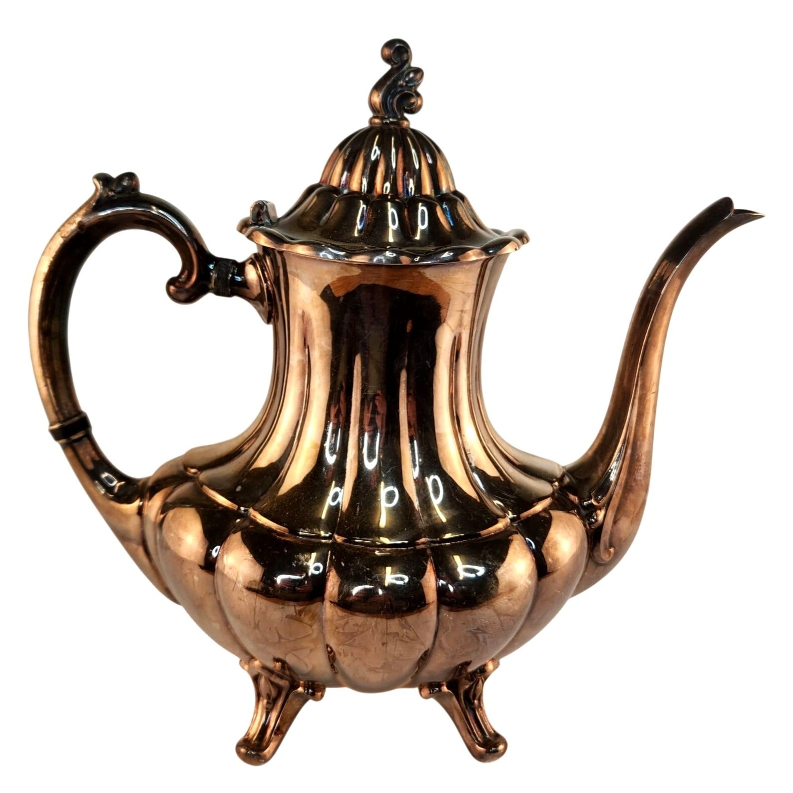 Vintage Reed & Barton 7050 Holiday Silver Plated Teapot Victorian Style Footed Coffee Pot