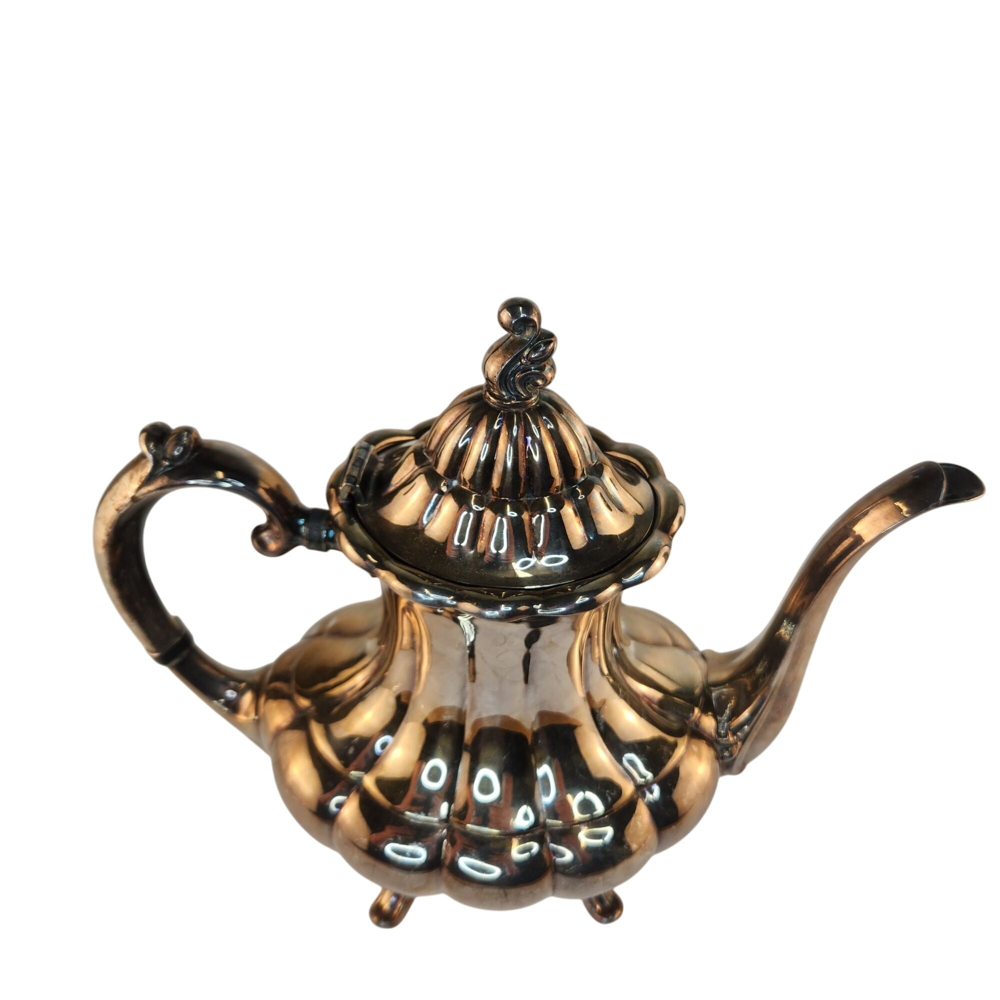 Vintage Reed & Barton 7050 Holiday Silver Plated Teapot Victorian Style Footed Coffee Pot