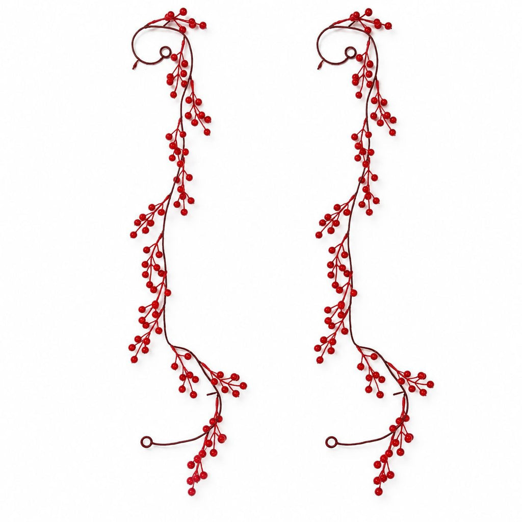 Set of 2 Red Berry Garlands, 36-Inch Artificial Christmas Wreath Accents