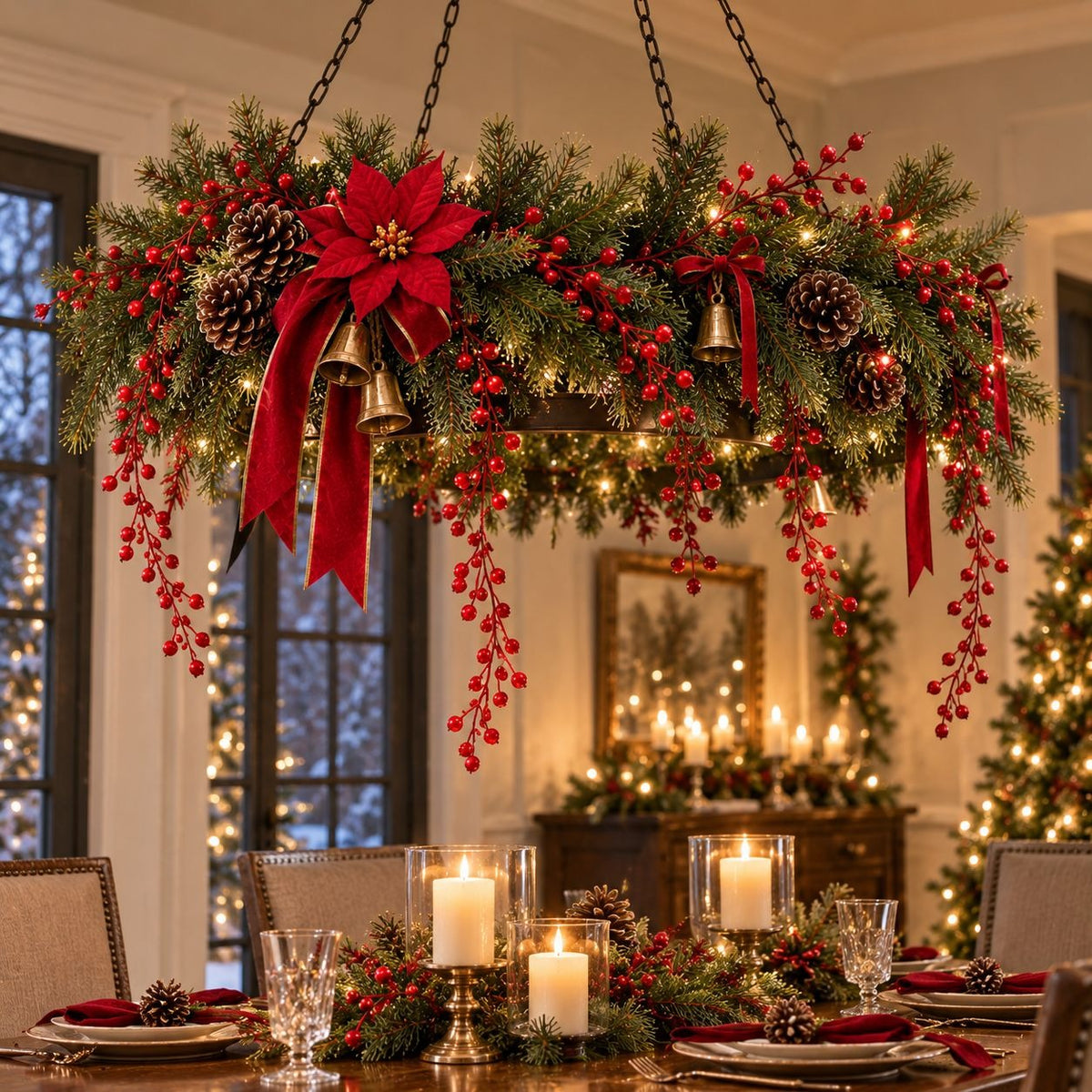 Set of 2 Red Berry Garlands, 36-Inch Artificial Christmas Wreath Accents
