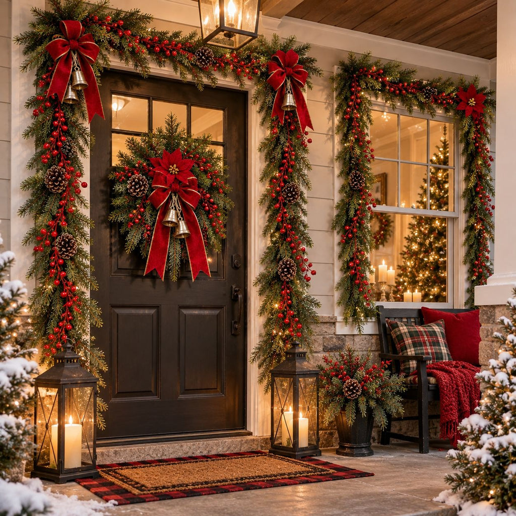 Set of 2 Red Berry Garlands, 36-Inch Artificial Christmas Wreath Accents