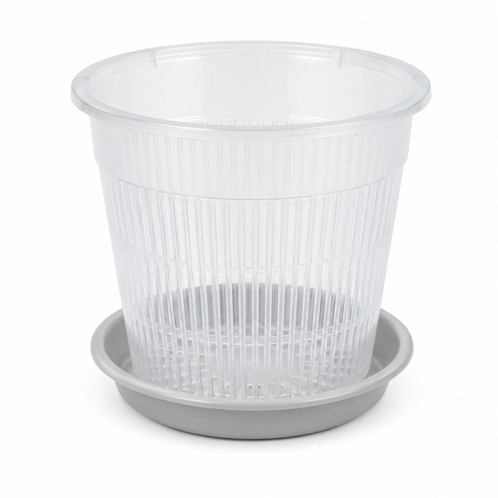 5.5 Inch Clear Orchid Pot with Saucer Slotted Planter Transparent Indoor Houseplant Repotting Pot