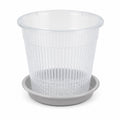 5.5 Inch Clear Orchid Pot with Saucer Slotted Planter Transparent Indoor Houseplant Repotting Pot