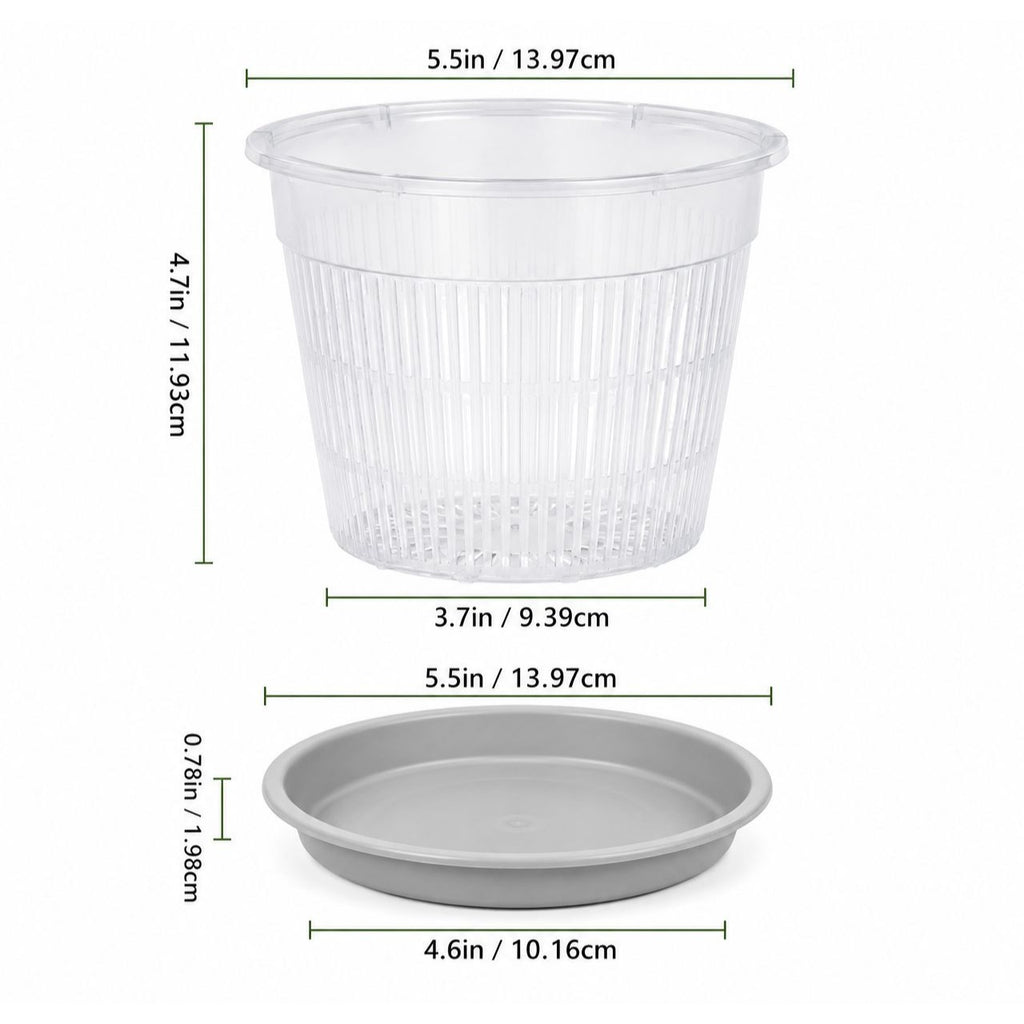 5.5 Inch Clear Orchid Pot with Saucer Slotted Planter Transparent Indoor Houseplant Repotting Pot