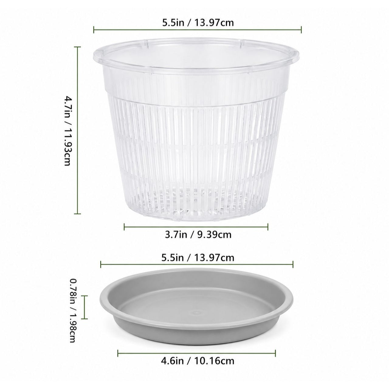 5.5 Inch Clear Orchid Pot with Saucer Slotted Planter Transparent Indoor Houseplant Repotting Pot