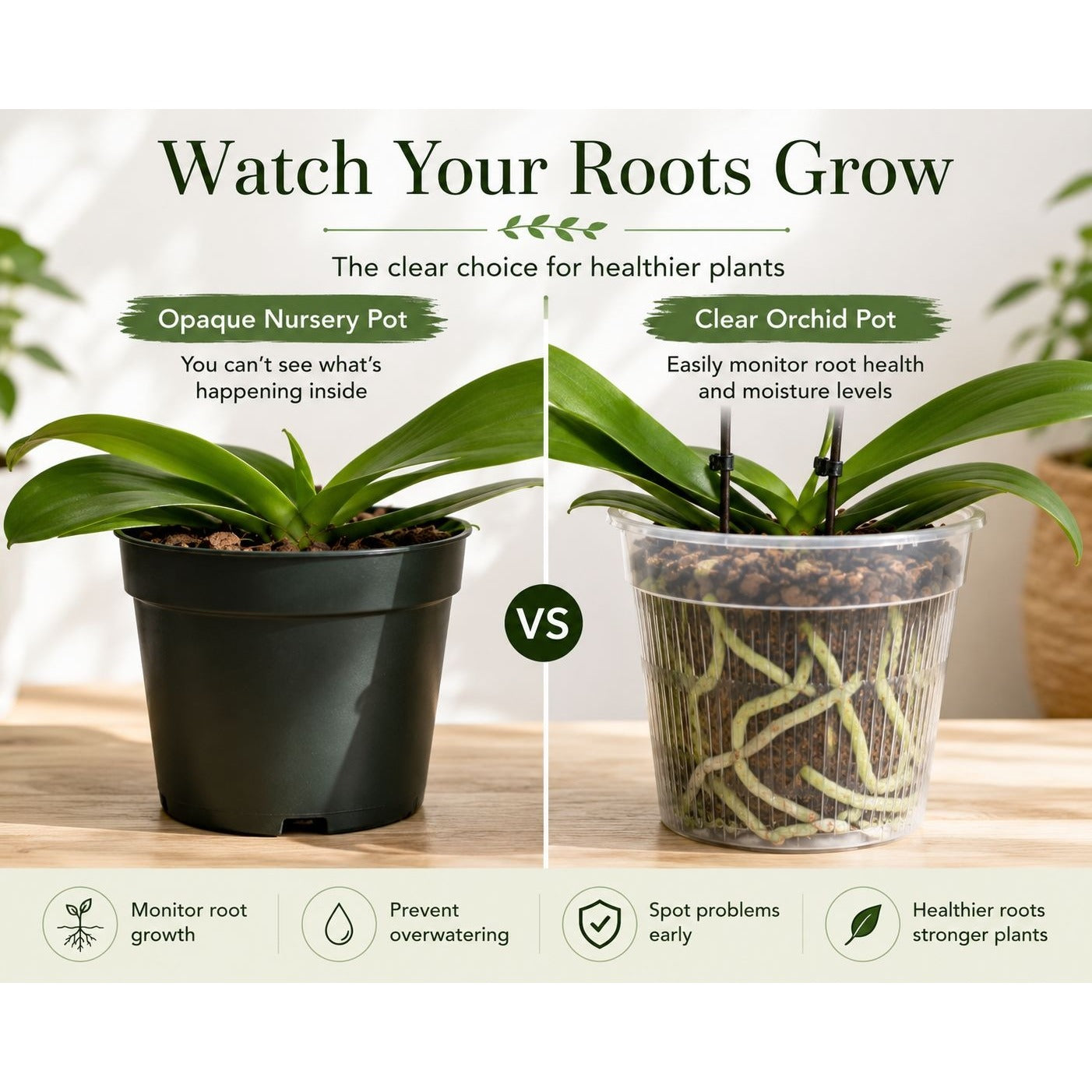 5.5 Inch Clear Orchid Pot with Saucer Slotted Planter Transparent Indoor Houseplant Repotting Pot
