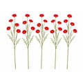 Red Artificial Daisy Stems Set of 5, 20 Inch Faux Silk Flowers, 25 Blooms, Cottage Farmhouse Floral Decor