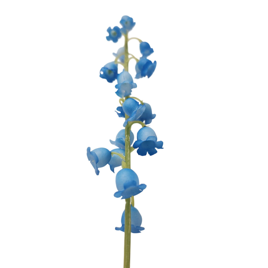 Blue Lily of the Valley Artificial Flowers Set of 7 | 11 Inch May Bell Stems for Bouquets Wreaths Weddings