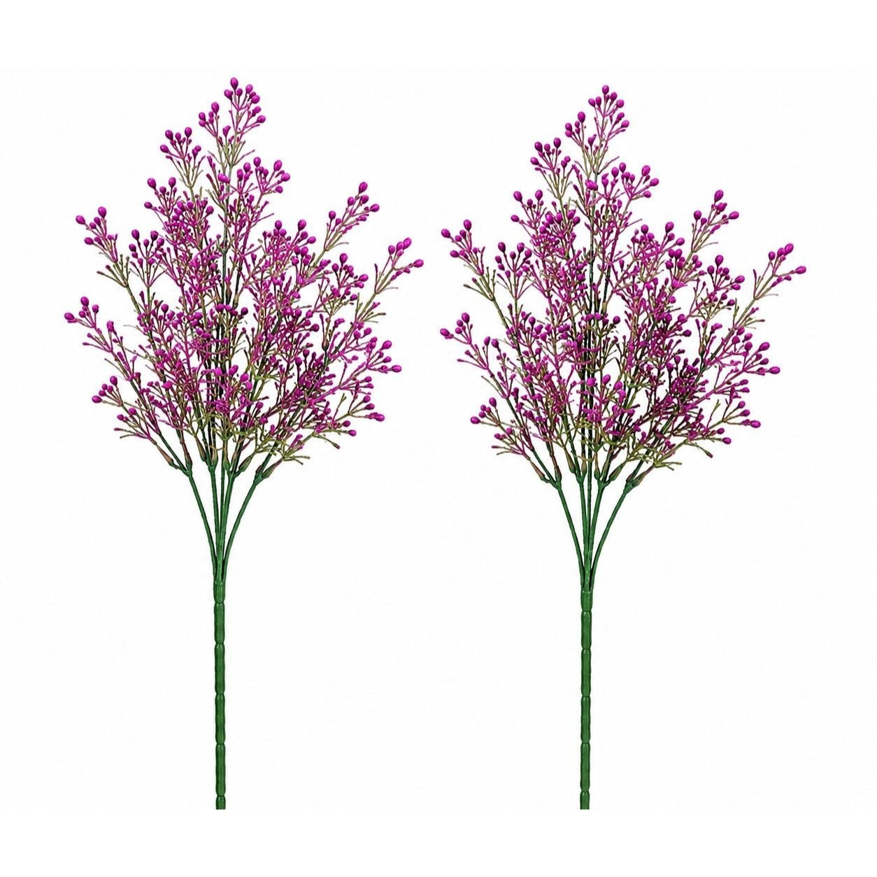 Set of 2 Purple Faux Wax Flower Sprays 13 Inch Artificial Filler Flowers Wildflower Stems Cottagecore Floral Picks Wedding Decor