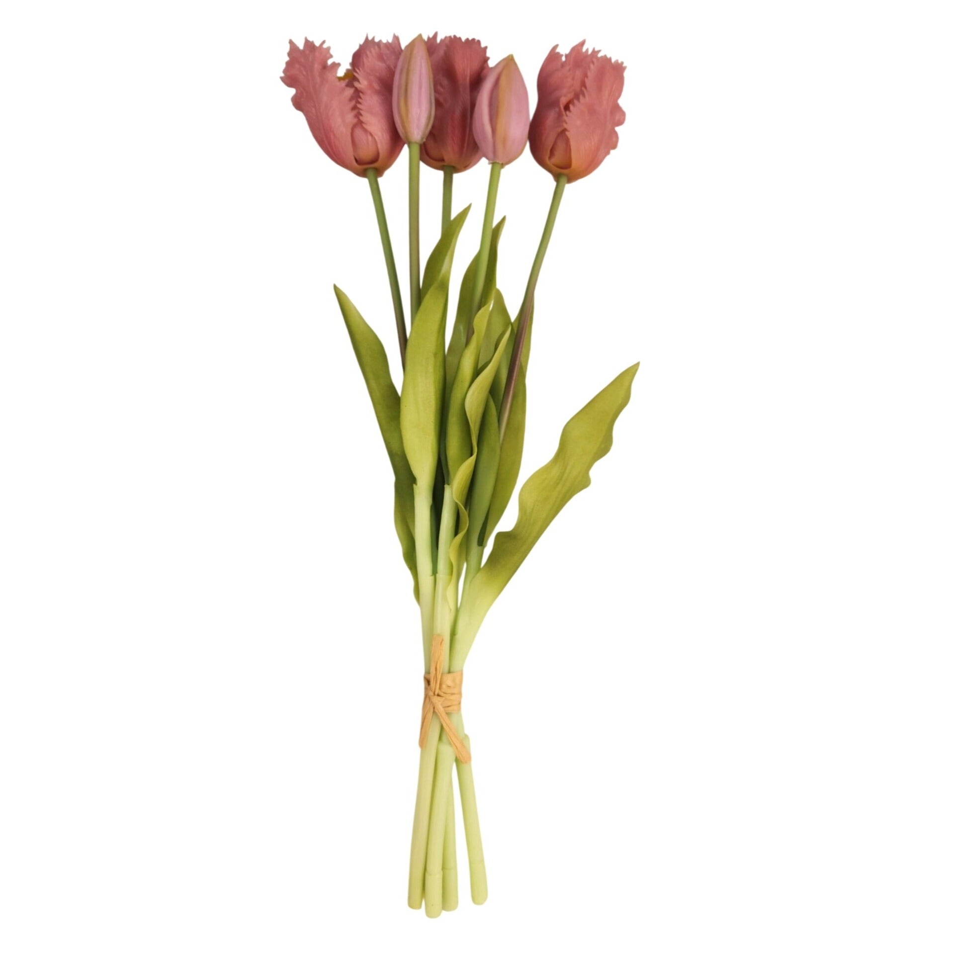 Artificial Tulip Bouquet 15 Inch Set of 5 Faux Spring Flowers Easter Wedding Home Decor