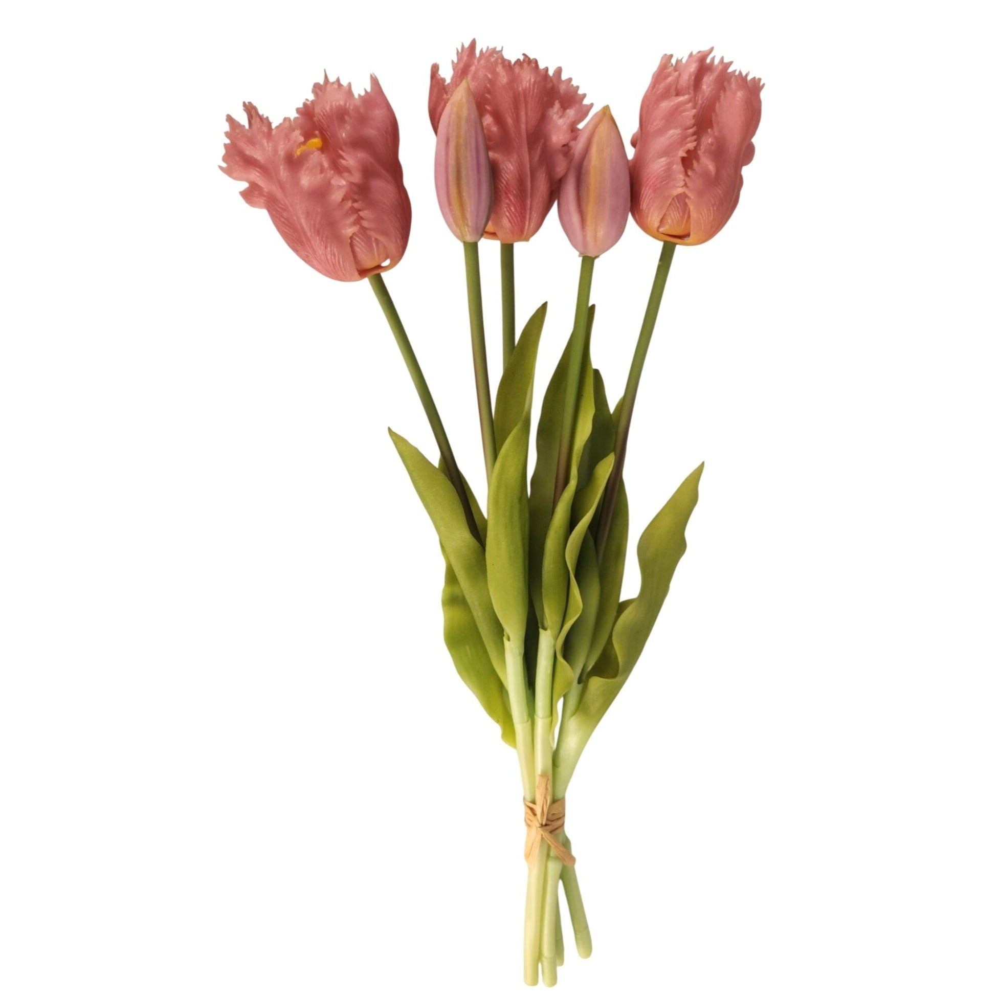 Artificial Tulip Bouquet 15 Inch Set of 5 Faux Spring Flowers Easter Wedding Home Decor