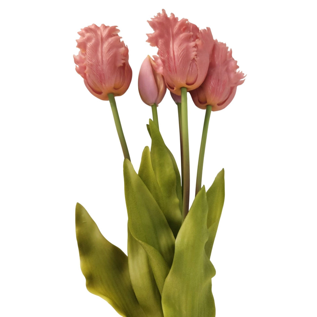 Artificial Tulip Bouquet 15 Inch Set of 5 Faux Spring Flowers Easter Wedding Home Decor