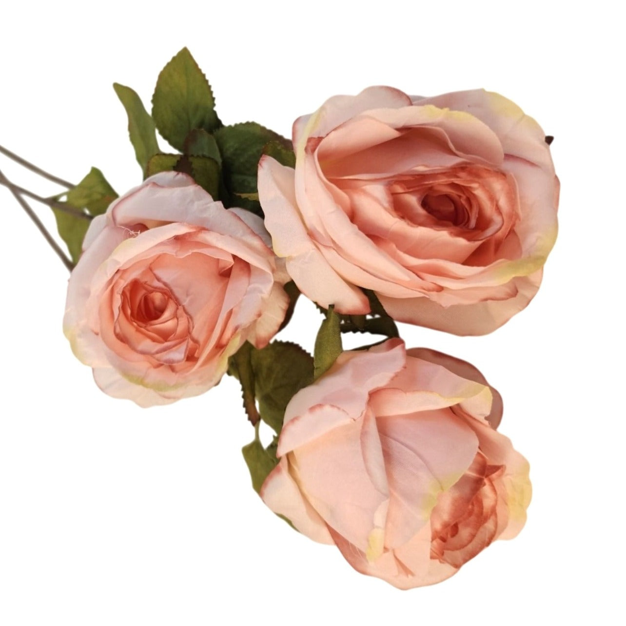 Blush Pink Artificial Roses Set Of 3 Fake Flower Stems Silk Roses Long Stem Wedding Bouquet Floral Decor