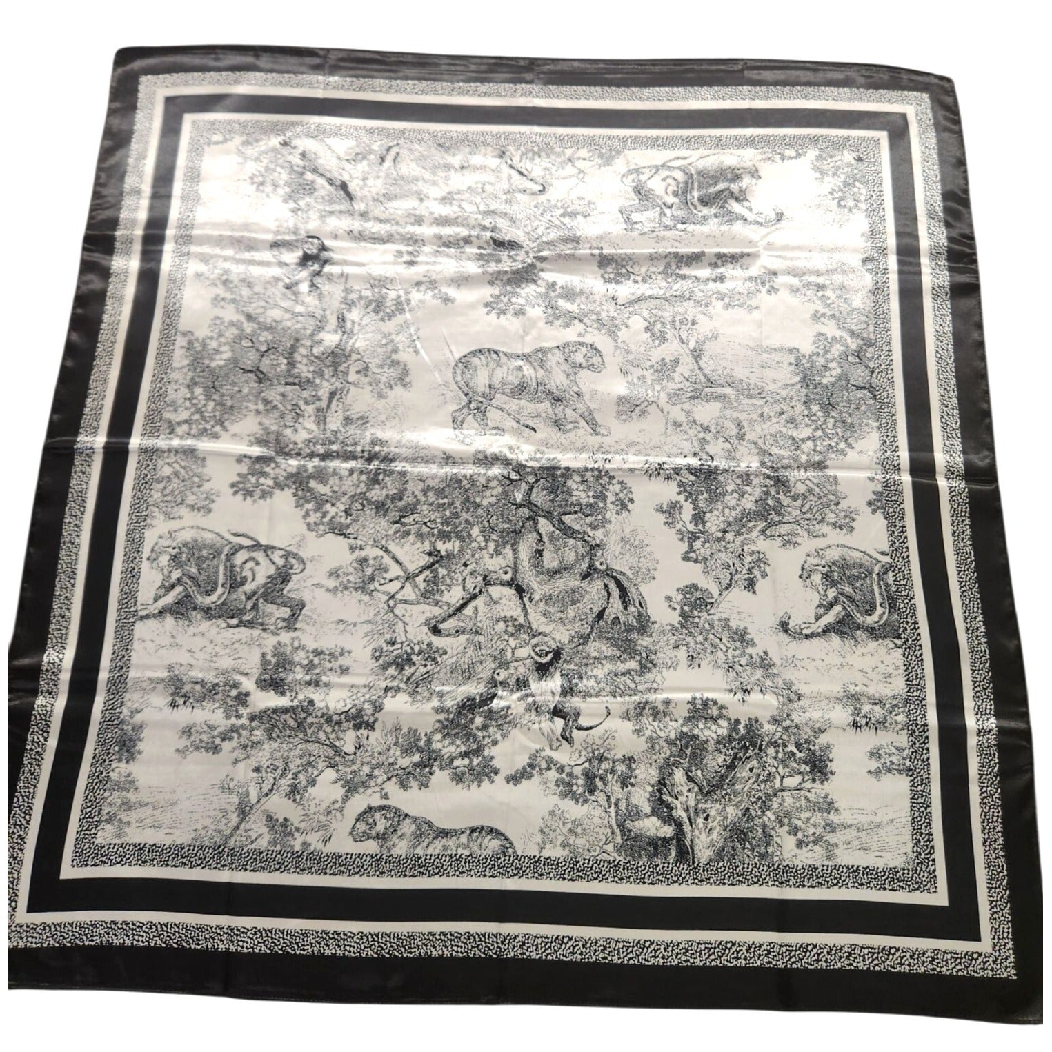 Black & White African Jungle Safari Animal Scarf 35x35 inch Square Design