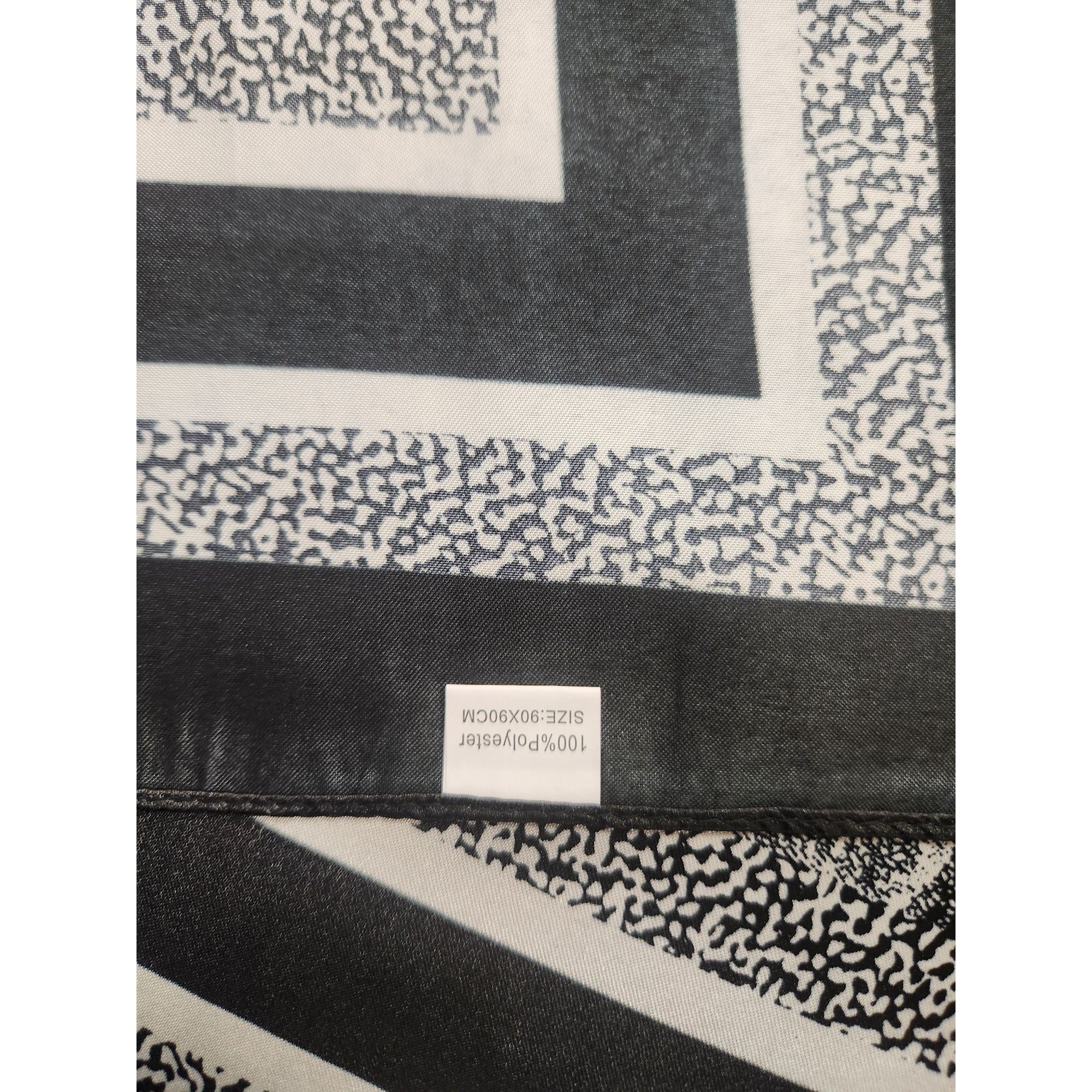 Black & White African Jungle Safari Animal Scarf 35x35 inch Square Design