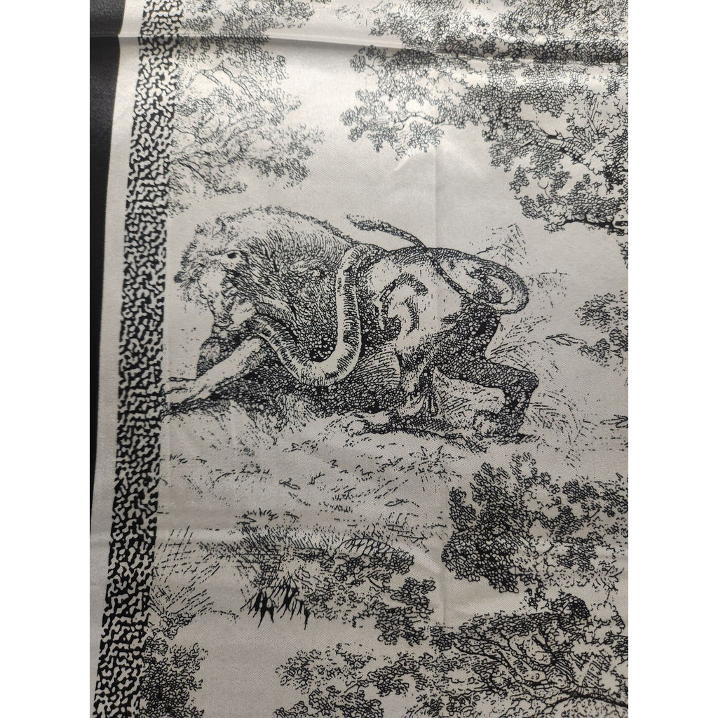 Black & White African Jungle Safari Animal Scarf 35x35 inch Square Design