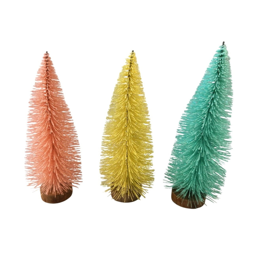 Set of 3 Mini Bottle Brush Trees Pastel Craft Supplies Kids Crafts Easter Projects 7 Inch