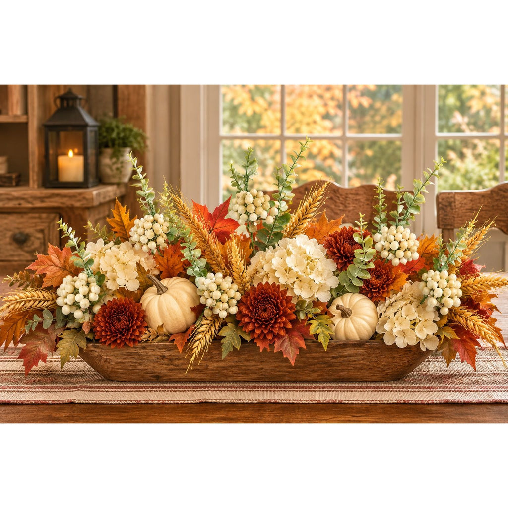 Artificial Cream Berry Picks with Eucalyptus, Set of 5, 14 Inch Wired Stems for Wreaths and Centerpieces
