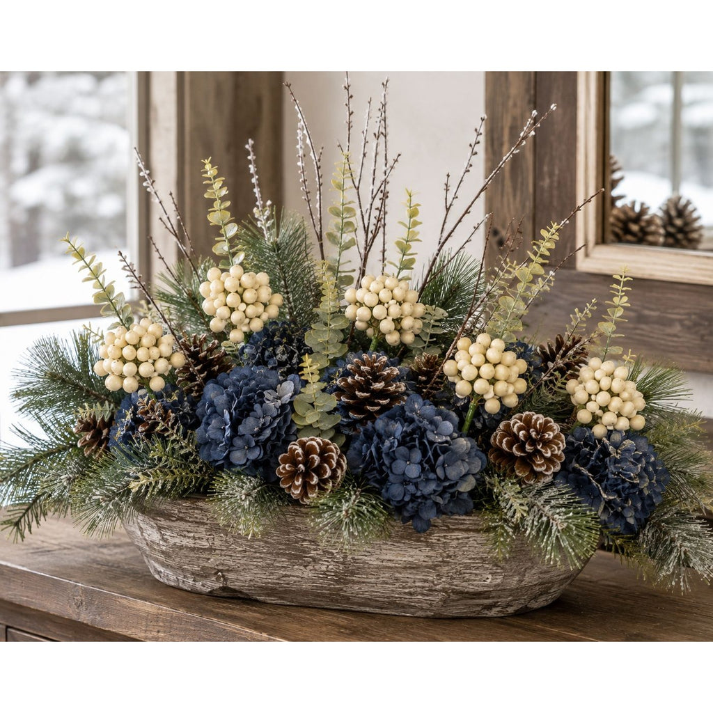 Artificial Cream Berry Picks with Eucalyptus, Set of 5, 14 Inch Wired Stems for Wreaths and Centerpieces