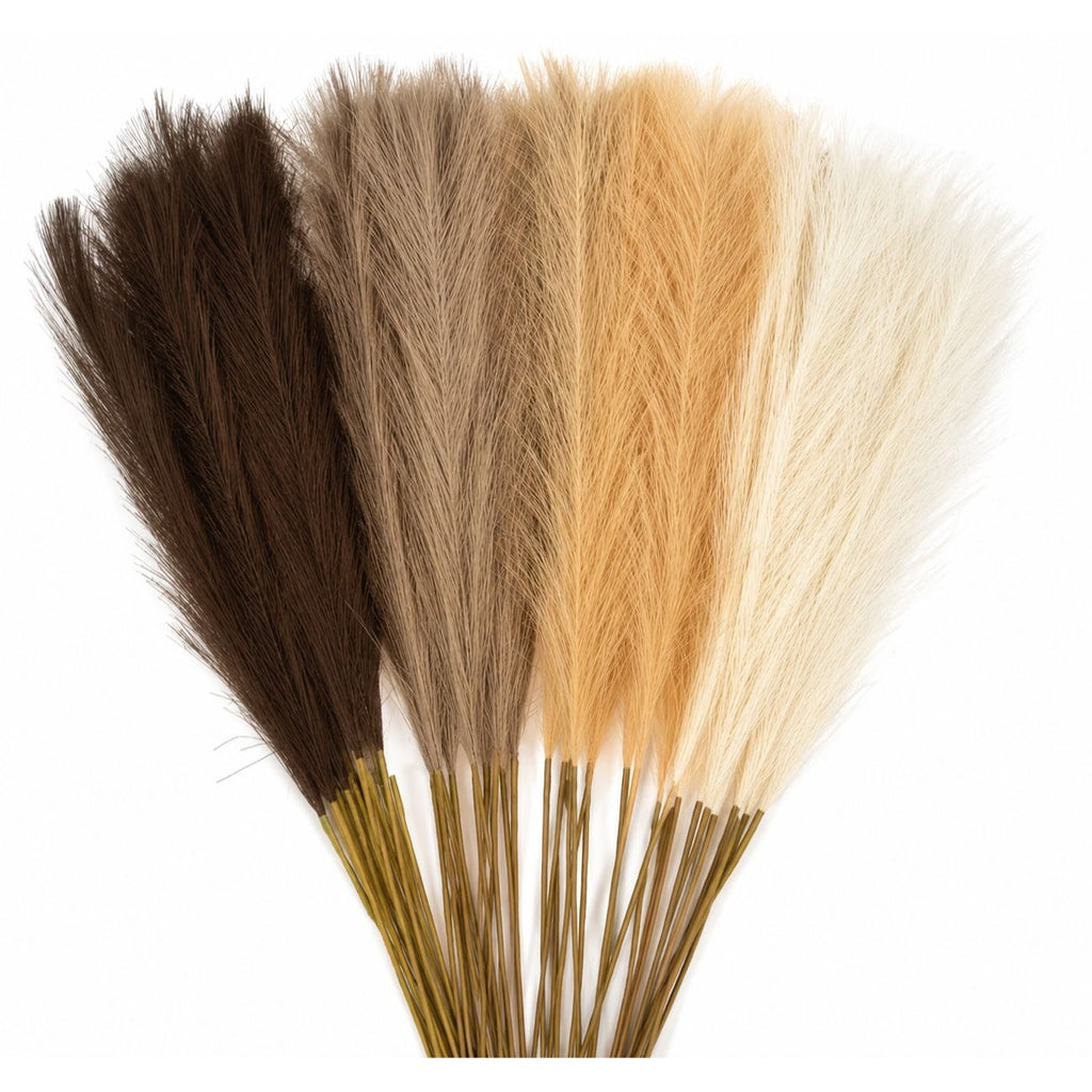 42 Piece Faux Pampas Grass Set Neutral Pampas Stems Beige Cream Taupe Brown Boho Decor Wedding Decor Vase Filler Wreath Supply