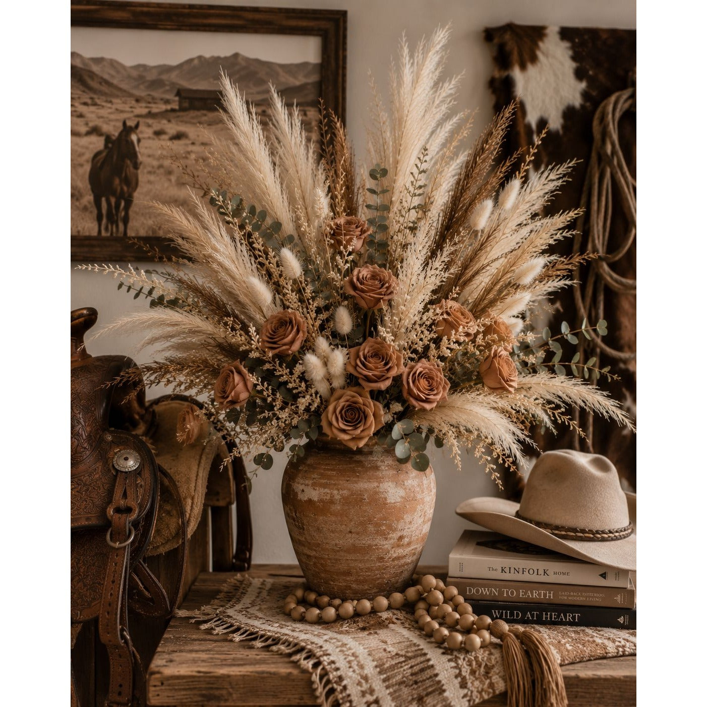 42 Piece Faux Pampas Grass Set Neutral Pampas Stems Beige Cream Taupe Brown Boho Decor Wedding Decor Vase Filler Wreath Supply