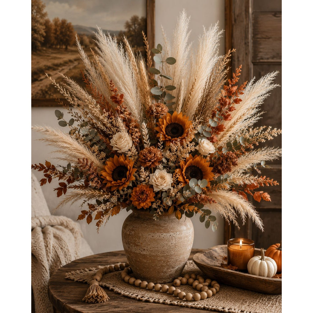 42 Piece Faux Pampas Grass Set Neutral Pampas Stems Beige Cream Taupe Brown Boho Decor Wedding Decor Vase Filler Wreath Supply