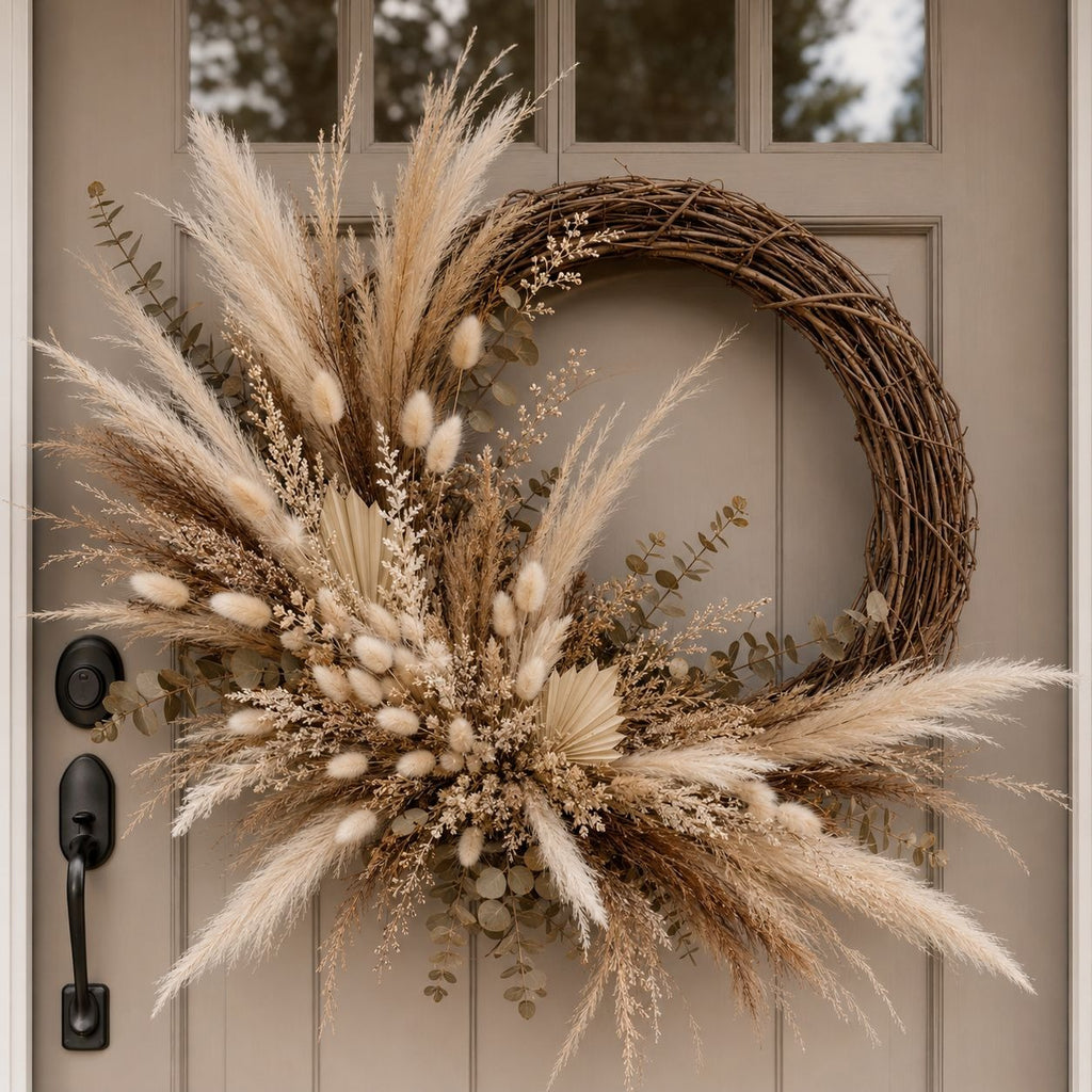 42 Piece Faux Pampas Grass Set Neutral Pampas Stems Beige Cream Taupe Brown Boho Decor Wedding Decor Vase Filler Wreath Supply