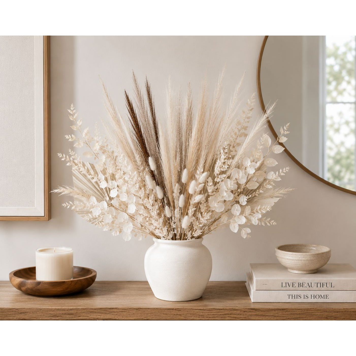 42 Piece Faux Pampas Grass Set Neutral Pampas Stems Beige Cream Taupe Brown Boho Decor Wedding Decor Vase Filler Wreath Supply