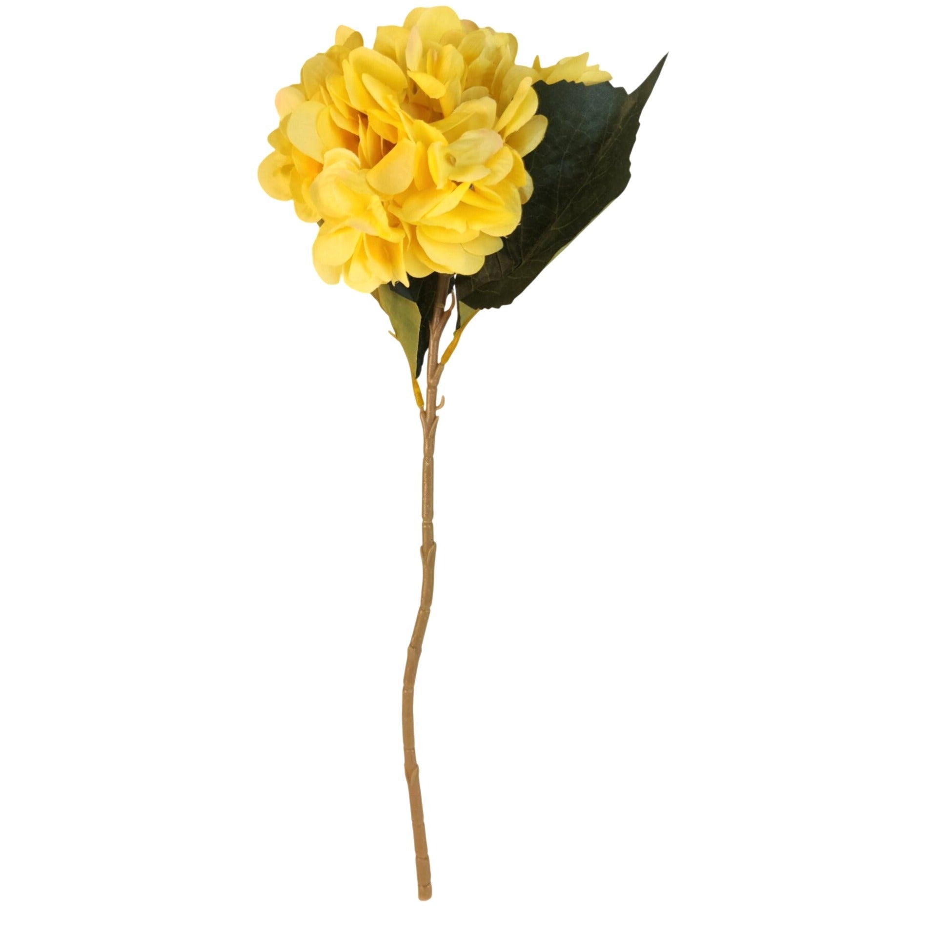 Sunny Yellow Faux Hydrangea Stem 18 Inch Wedding Artificial Silk Flower Spring Decor