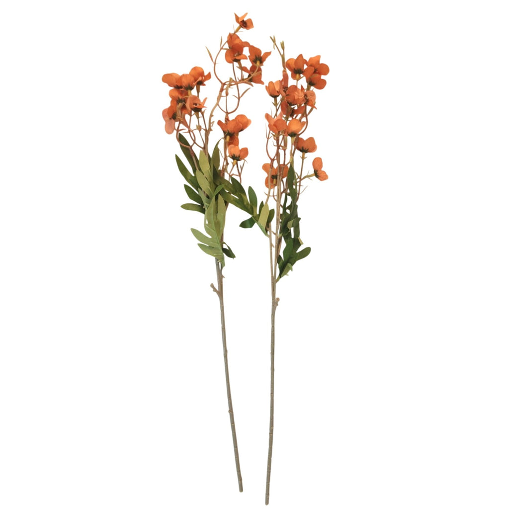 Artificial Terracotta Coral Dogwood Stems 2 Pcs Faux Wax Flower Burnt Orange Fall Decor 24 Inch