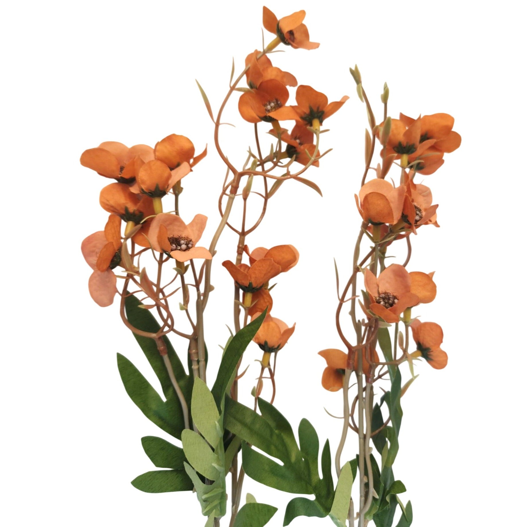Artificial Terracotta Coral Dogwood Stems 2 Pcs Faux Wax Flower Burnt Orange Fall Decor 23 Inch