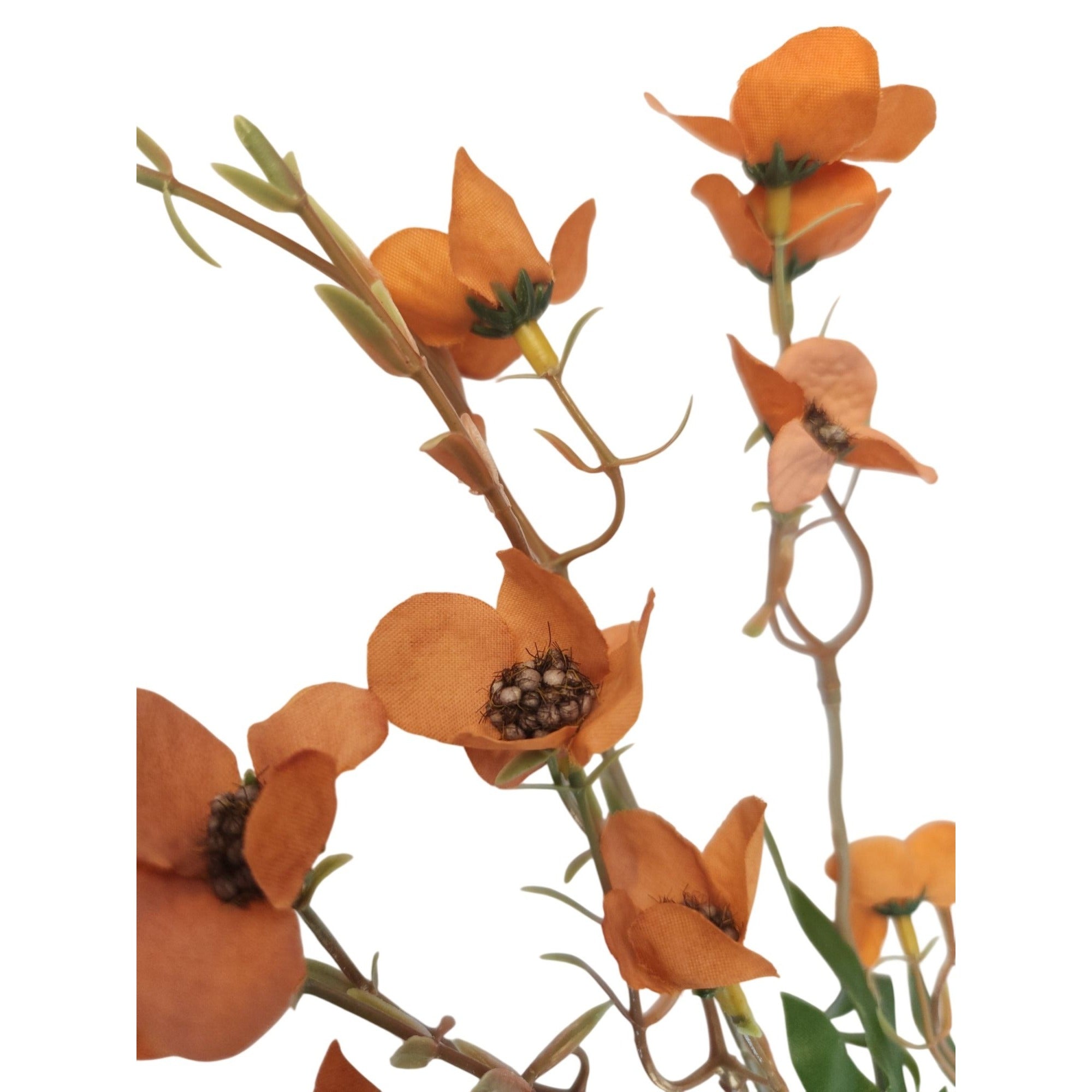 Artificial Terracotta Coral Dogwood Stems 2 Pcs Faux Wax Flower Burnt Orange Fall Decor 23 Inch