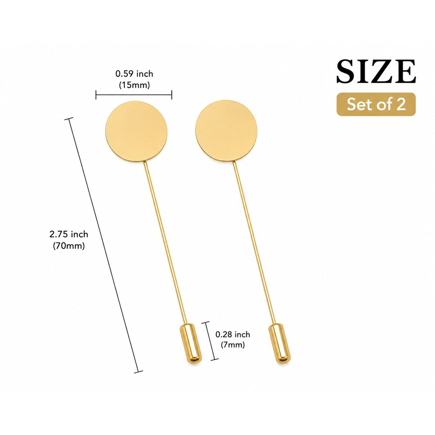 Gold Corsage Pins Flat Pad Stick Pins for Jewelry Making Boutonniere Pins Brooch Findings Lapel Pins Floral Crafts DIY Resin Cabochon Supply