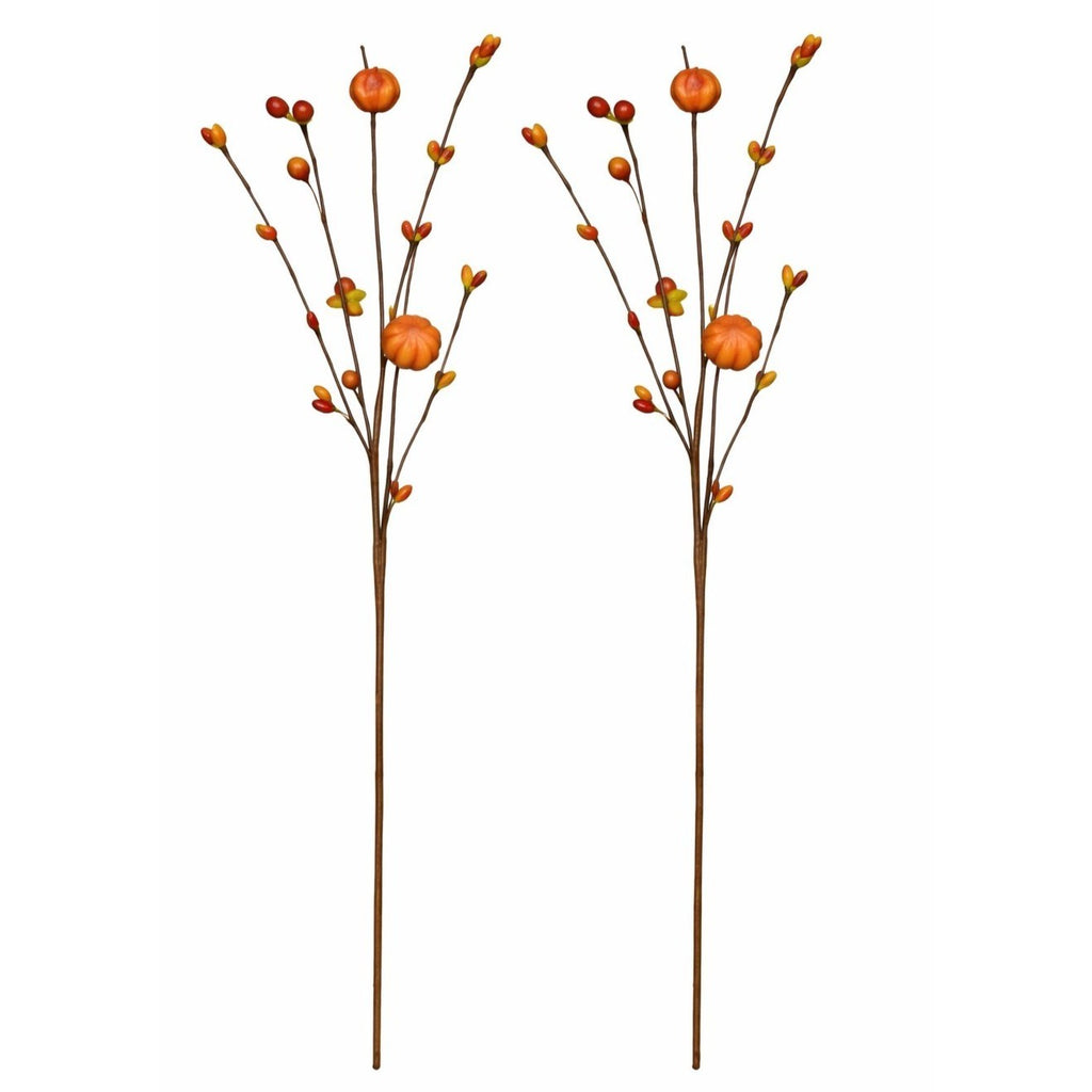 Fall Pumpkin Stem Faux Pumpkin Pick Autumn Berry Stem Thanksgiving Decor Fall Floral Pick Orange Pumpkin Spray