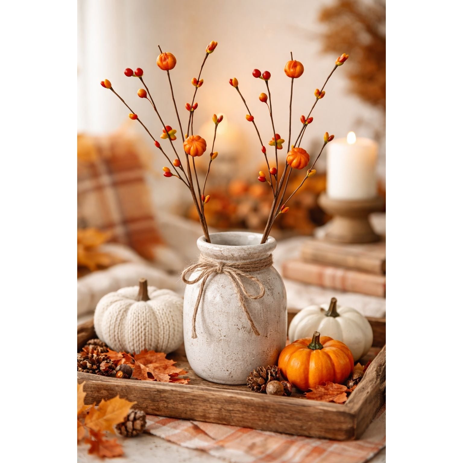 Fall Pumpkin Stem Faux Pumpkin Pick Autumn Berry Stem Thanksgiving Decor Fall Floral Pick Orange Pumpkin Spray