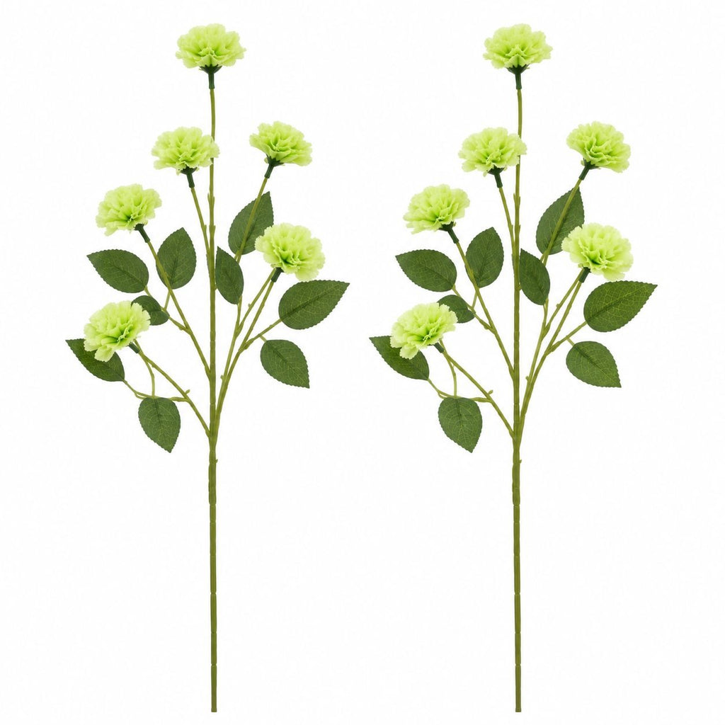 Lime Green Artificial Mini Carnation Stems Set of 2, 26-Inch Faux Filler