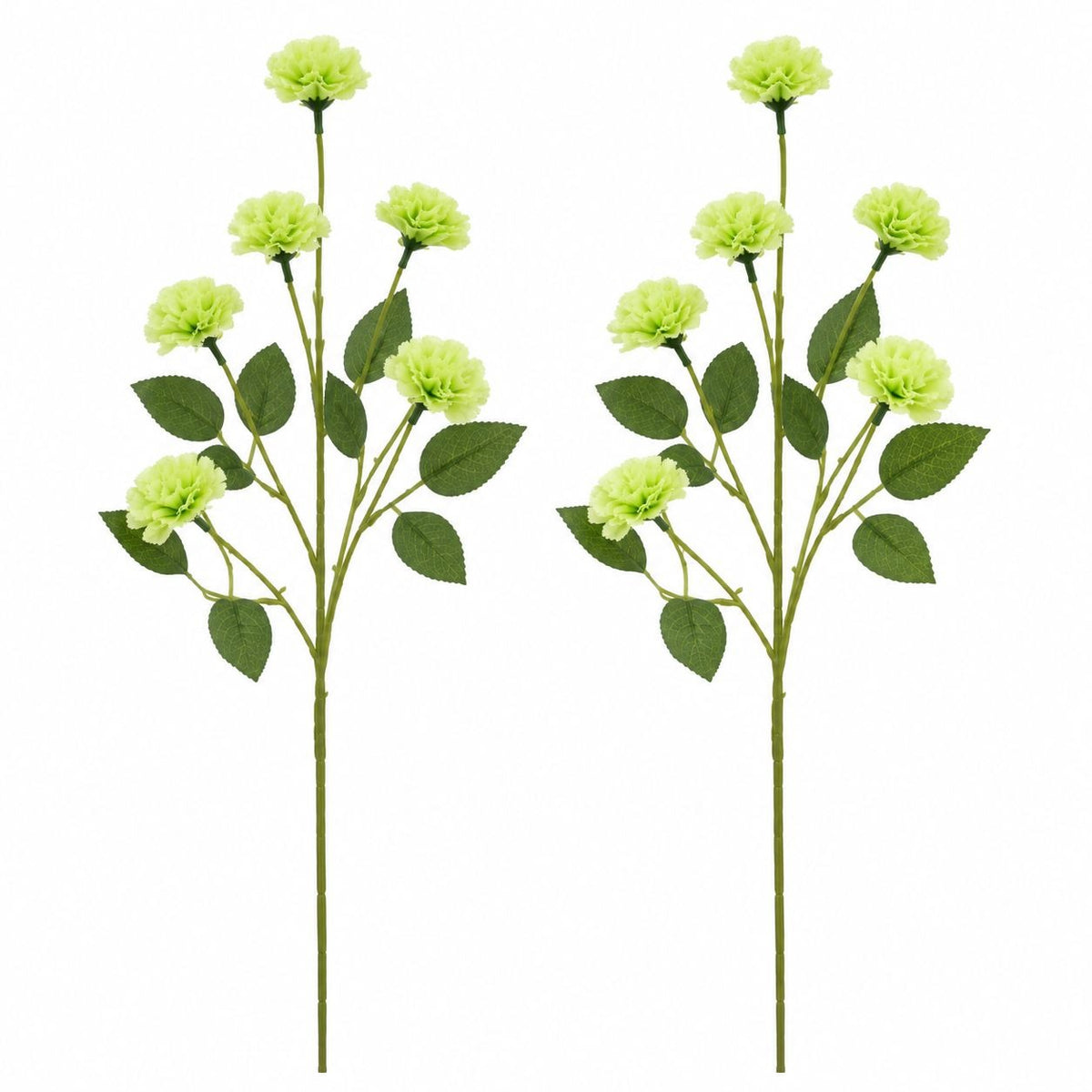 Lime Green Artificial Mini Carnation Stems Set of 2, 26-Inch Faux Filler
