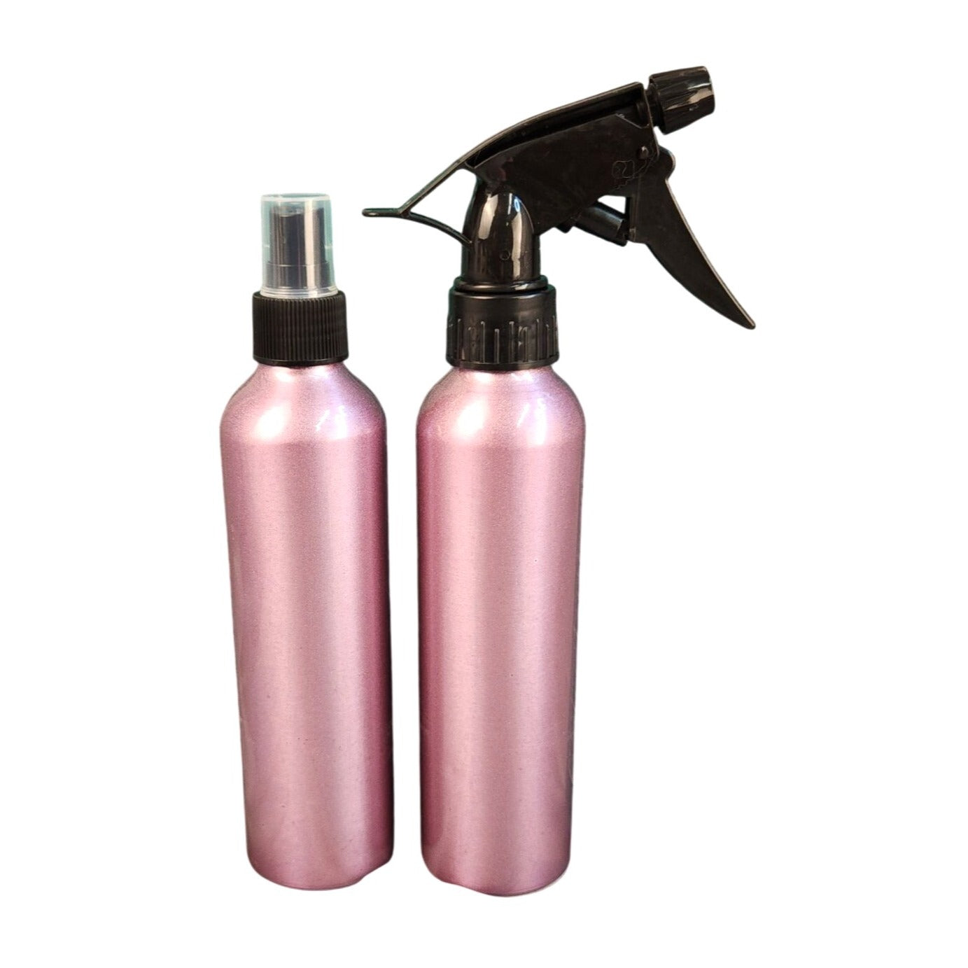 Rosy Mauve Metallic Pink Aluminum Spray & Pump Bottles 2 Pack | Plant Care Beauty Cleaning Organization