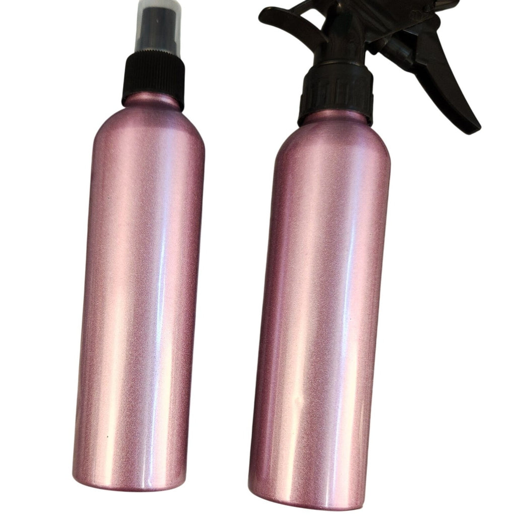 Rosy Mauve Metallic Pink Aluminum Spray & Pump Bottles 2 Pack | Plant Care Beauty Cleaning Organization