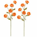 Apricot Peach Ranunculus Peony Stems Set of 2, 30 Inch Artificial Flowers for Fall Wreaths Wedding Bouquets