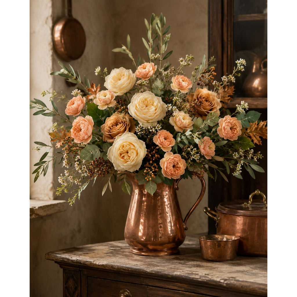Apricot Peach Ranunculus Peony Stems Set of 2, 30 Inch Artificial Flowers for Fall Wreaths Wedding Bouquets