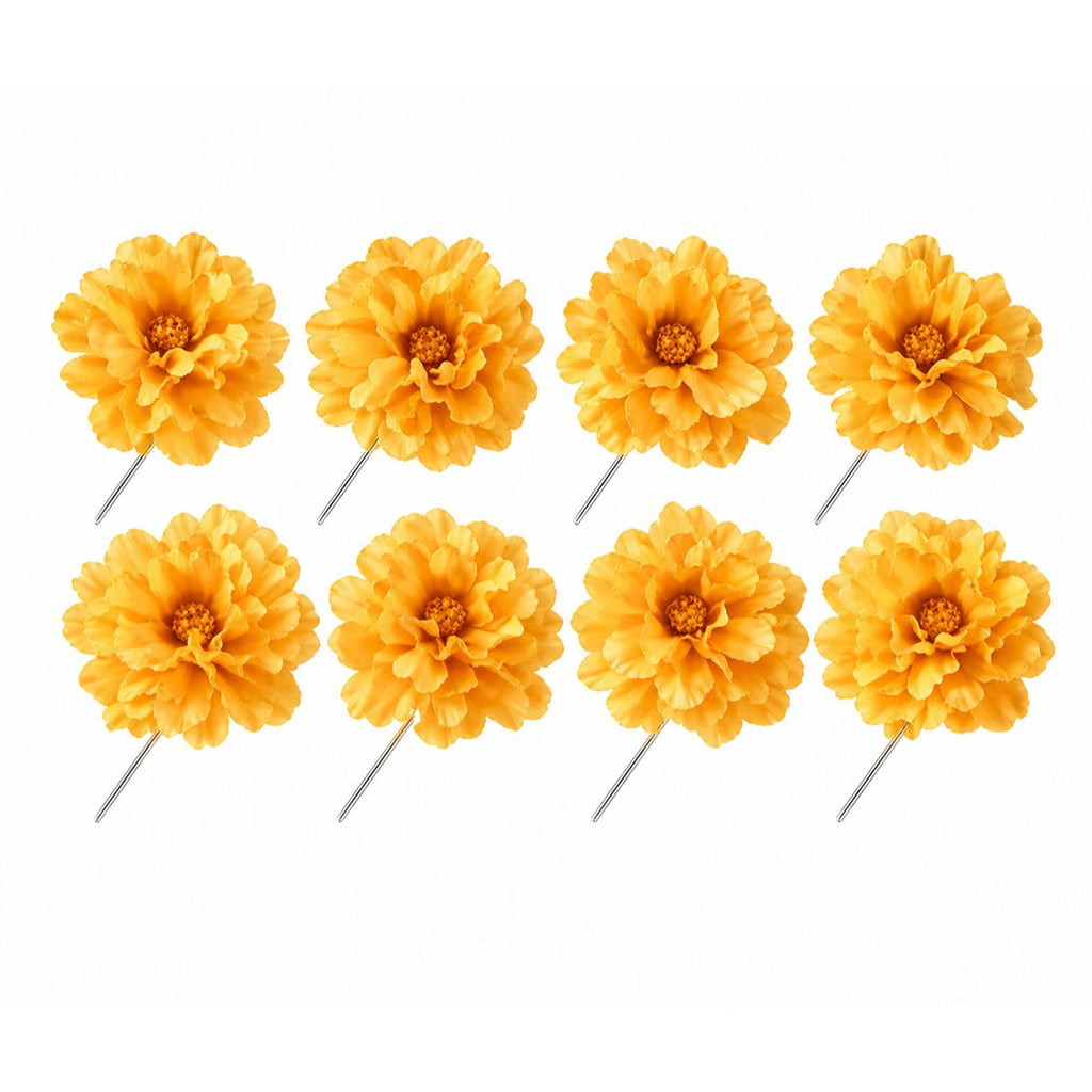 Yellow Peony Flower Picks Set of 8 Golden Yellow Blooms Wired Floral for Wreaths Hats Hair Crafts