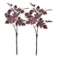 Purple Plum Burgundy Fall Leaf Stems Set of 2, 23 Inch Artificial Silk Foliage, Moody Autumn Floral Spray, Halloween Decor
