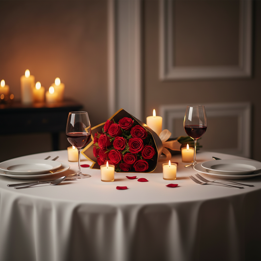 Valentine's dinner setting